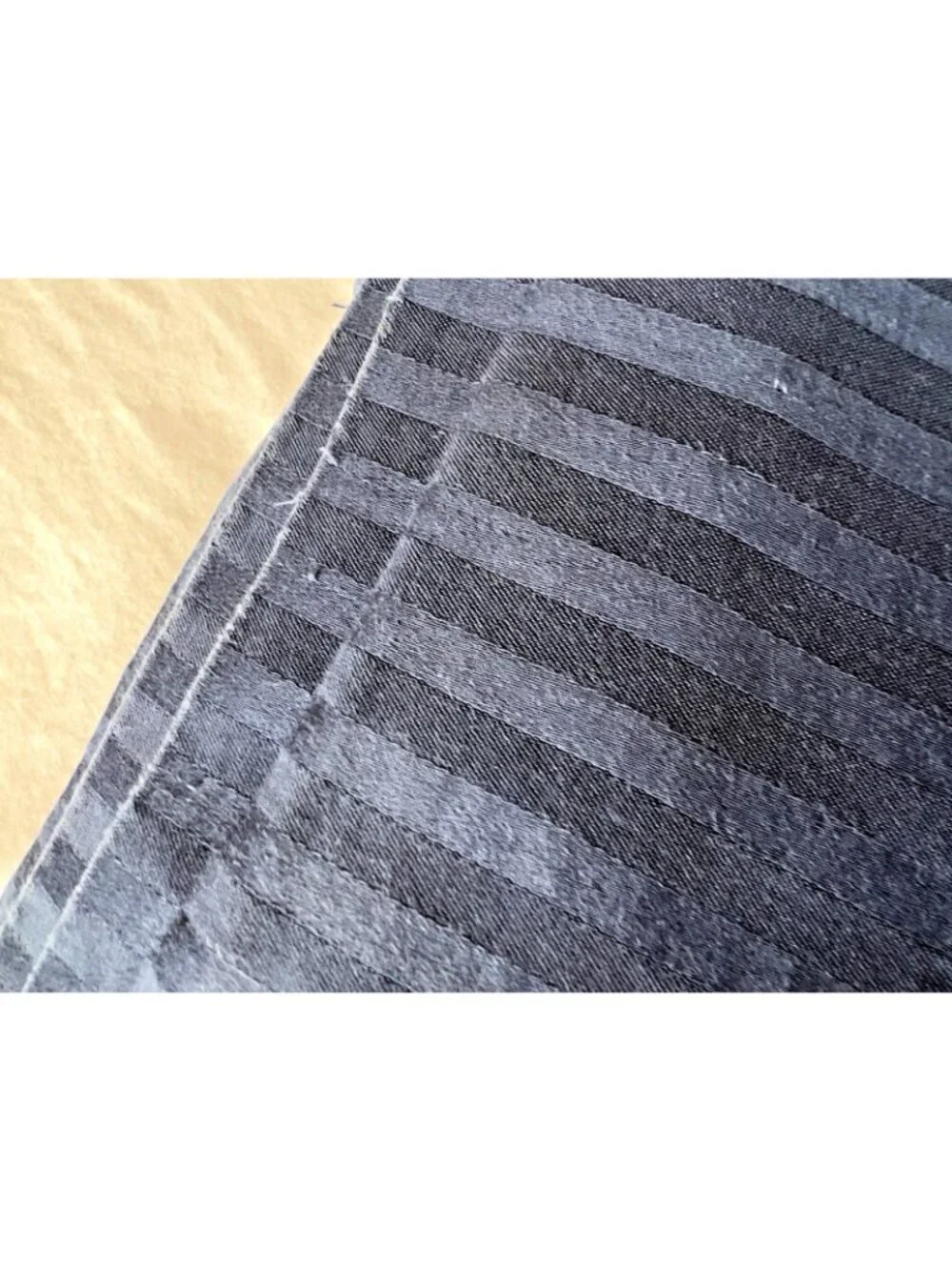 FIELDCREST QUEEN Flat Sheet Blue Jacquard Stripe 100% Cotton 99x99 LUX Bedding